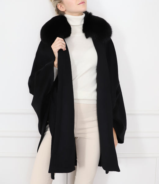 Cashmere and silk-blend fur cape